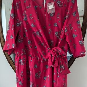 Lane Bryant Red Paisley Wrap Top